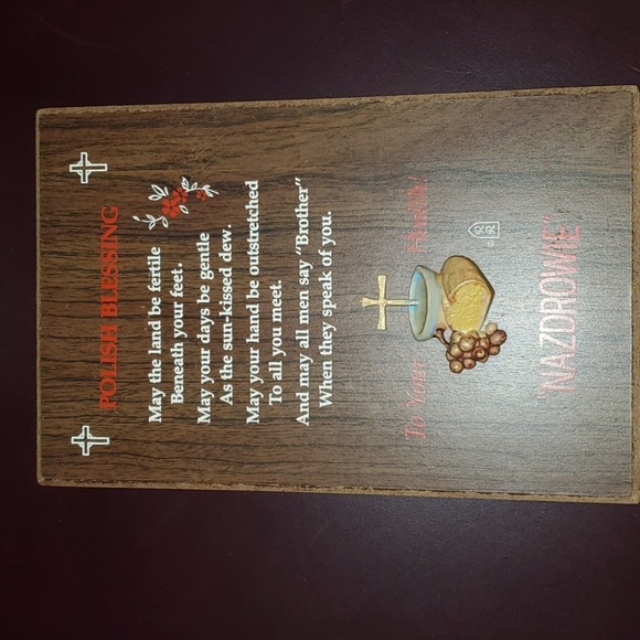 RR plaque home size 5-1/2" x 8-1/2" brown red white polish blessing nazdrowie - Picture 2 of 10